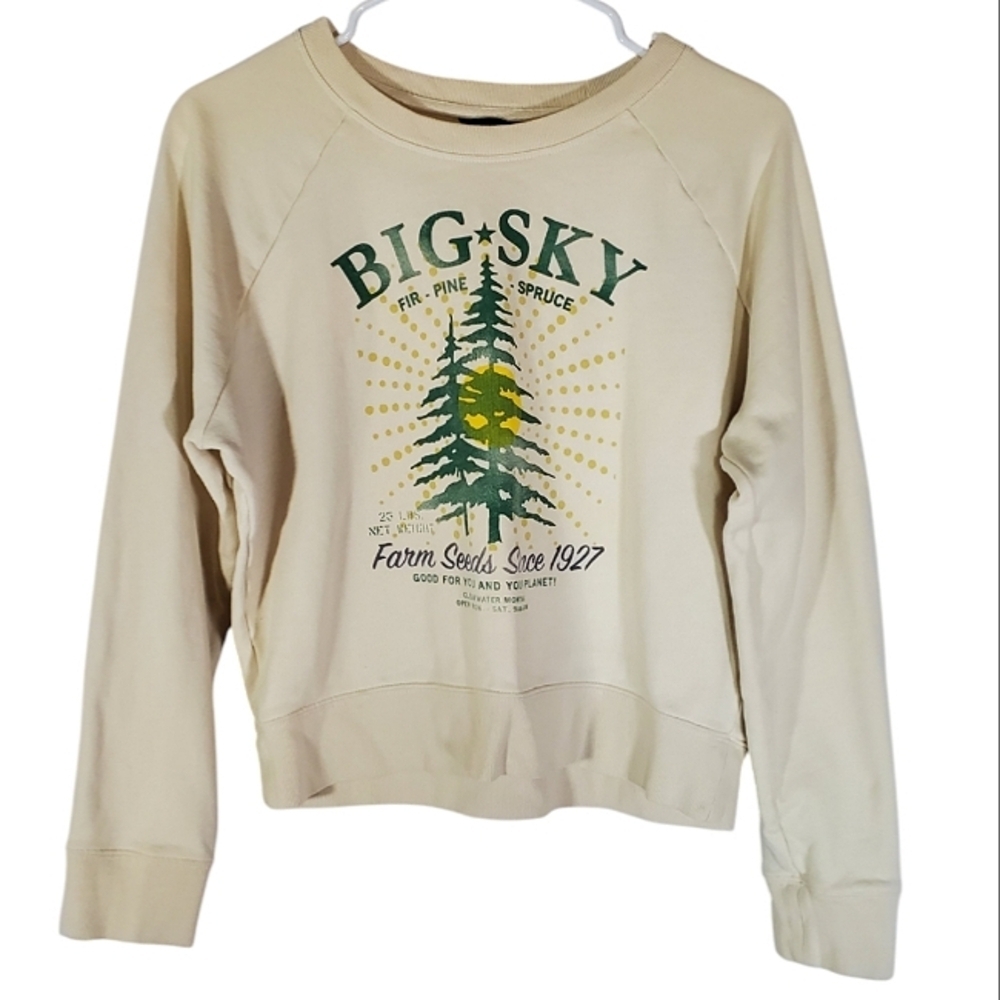 J. Crew Cream Hoodie with Green and Yellow Design - Picture 2 of 7